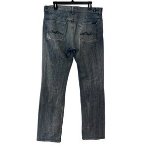 Seven For All Mankind Standard Mens Jeans Size 34 x 44 Blue Light-Wash Denim Cot